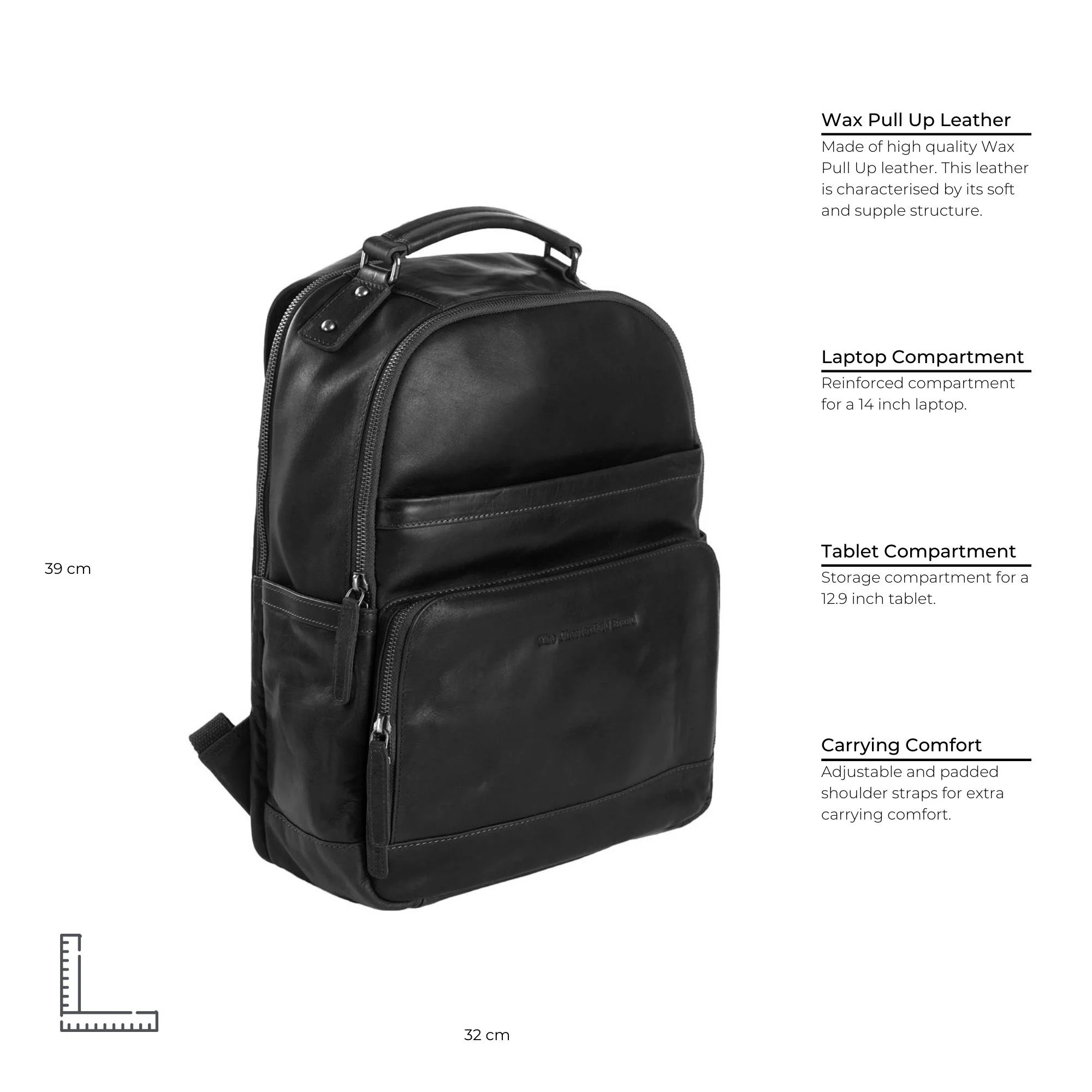 Leather Backpack Black Austin - Image 8