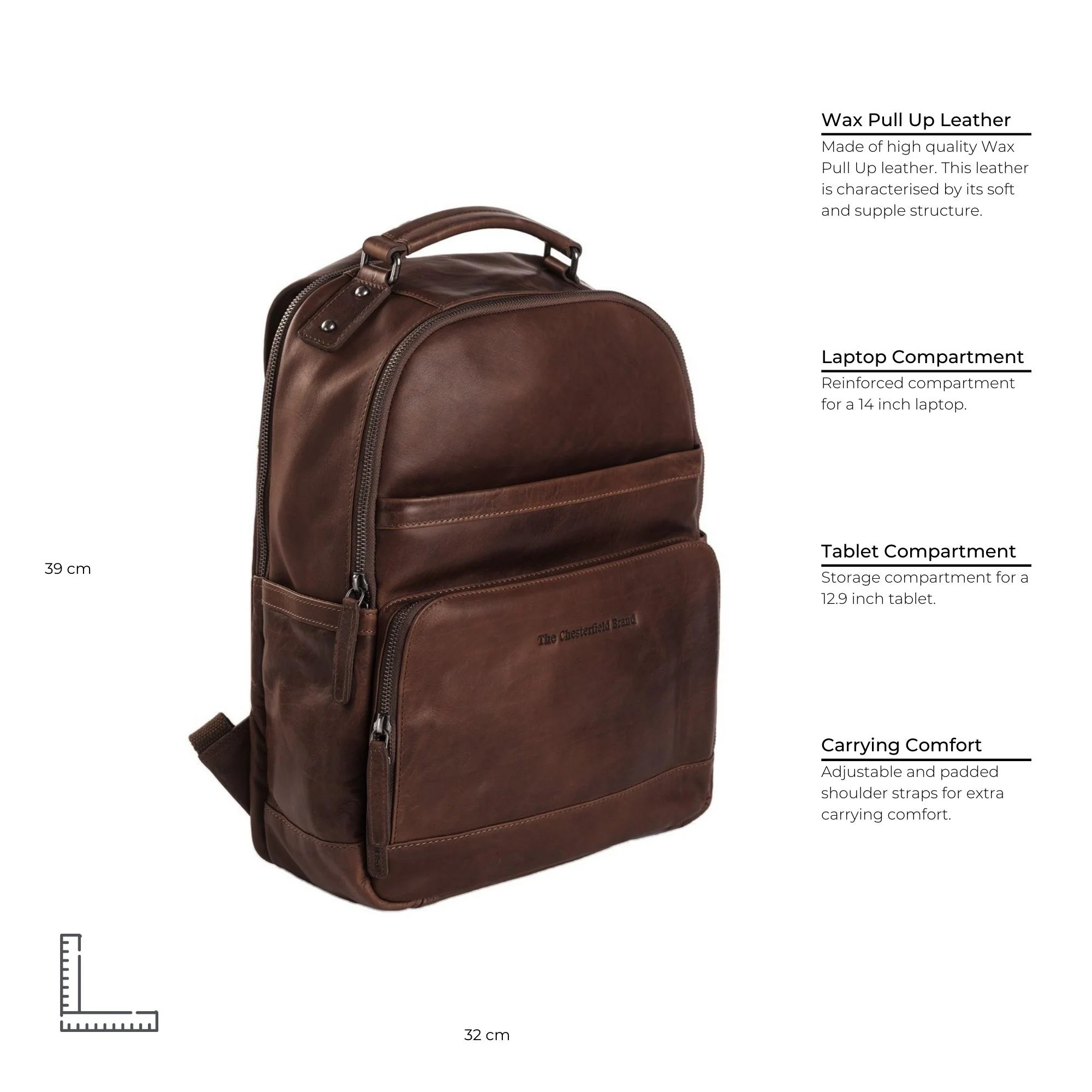 Leather Backpack Brown Austin - Image 8