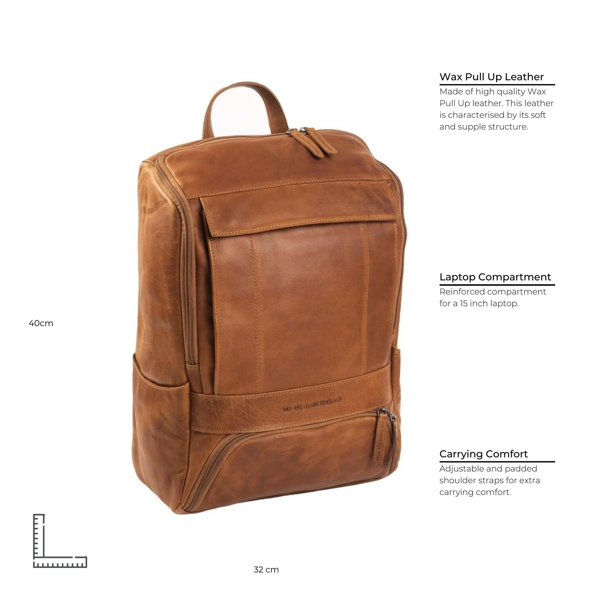Leather Backpack Cognac Rich - Image 9