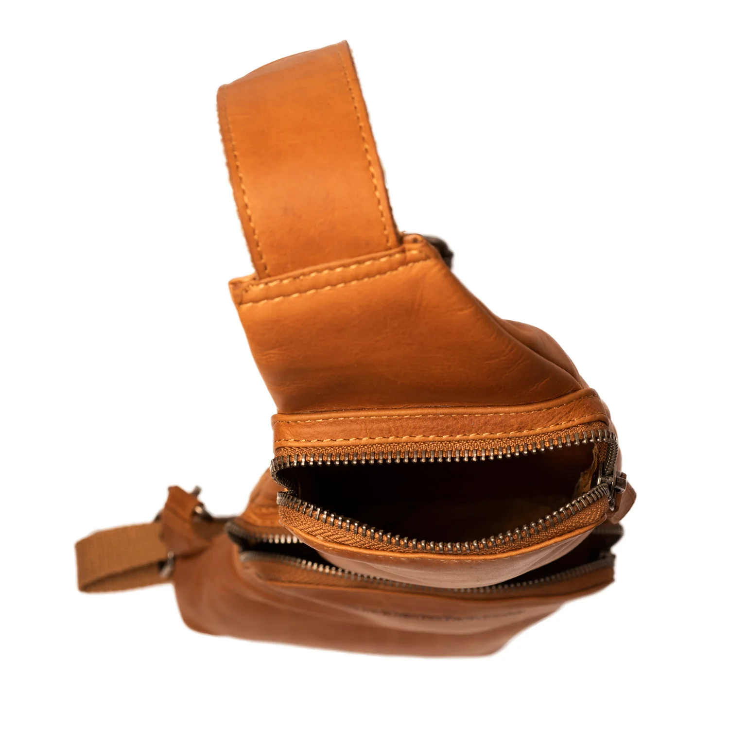 Leather Sling Bag Cognac Logan - Image 6