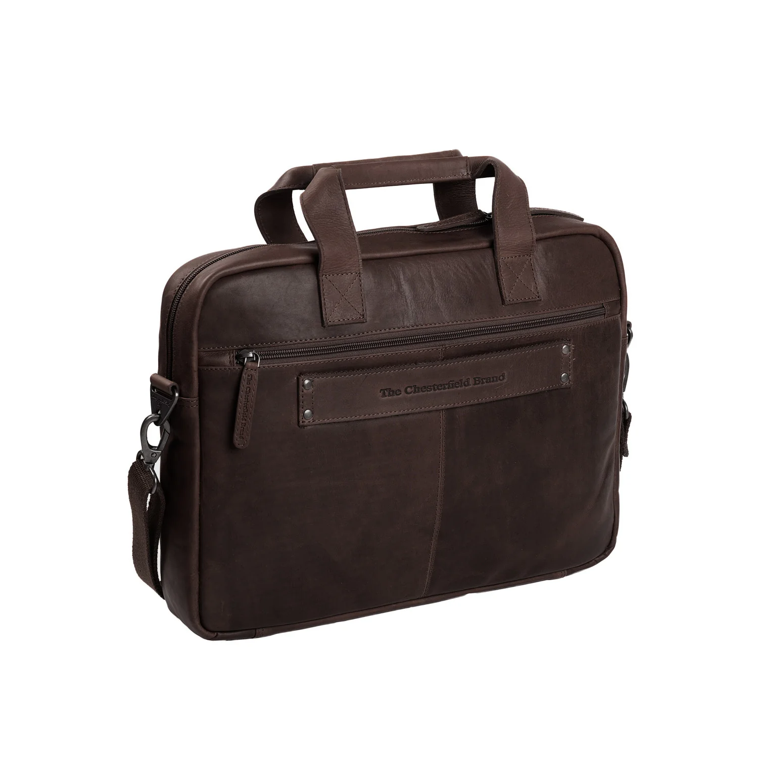 Leather Laptop Bag Brown Calvi - Image 5