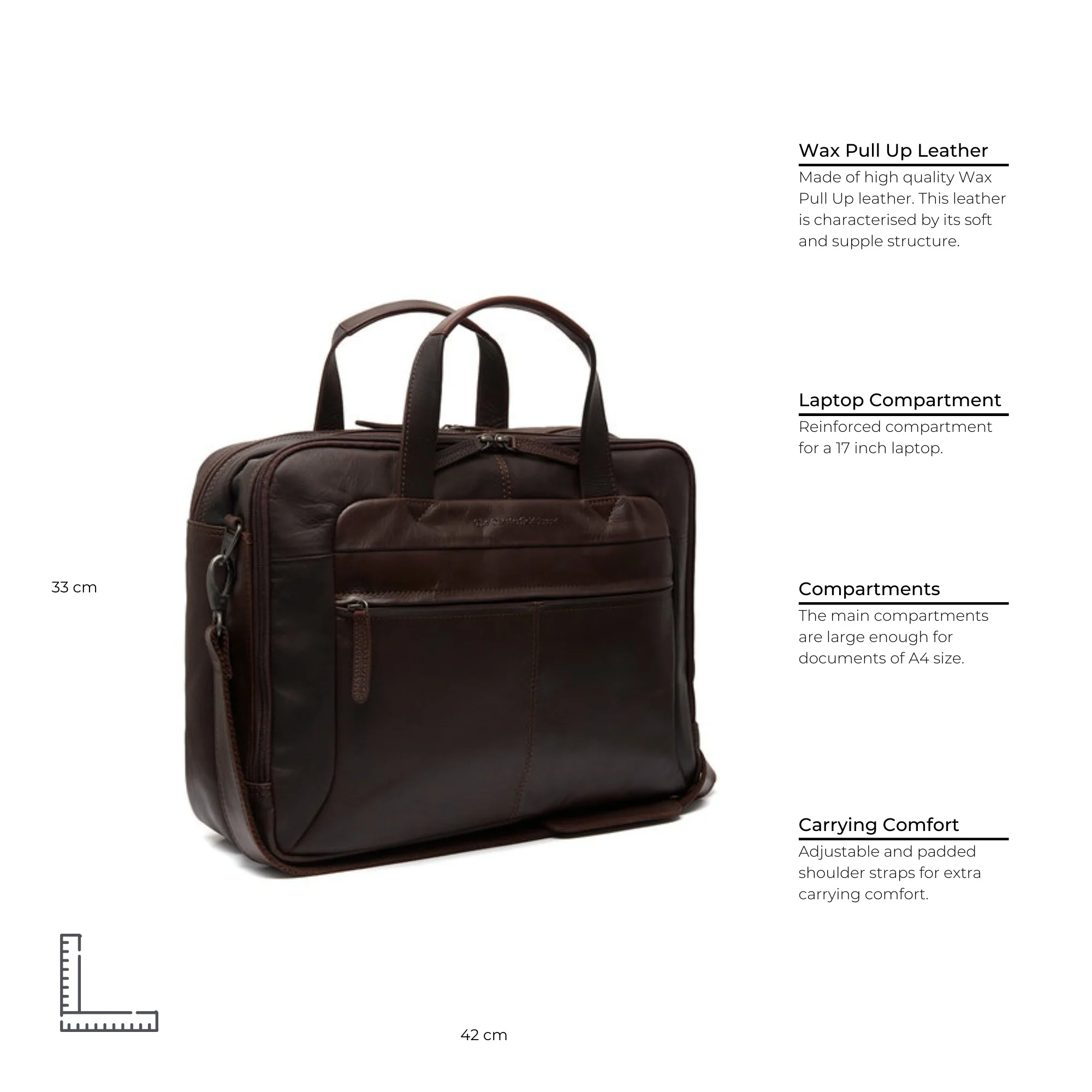 Leather Laptop Bag Brown Ryan - Image 8