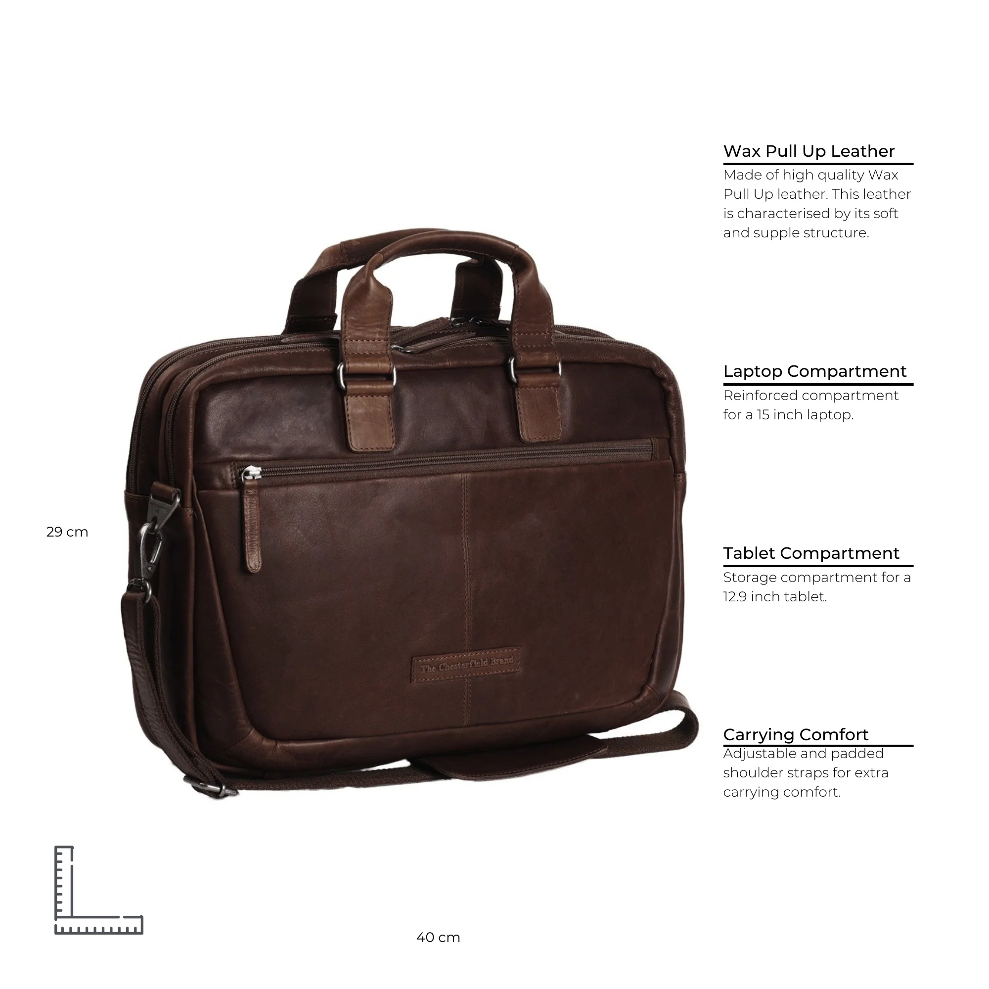 Leather Laptop Bag Brown Seth - Image 8
