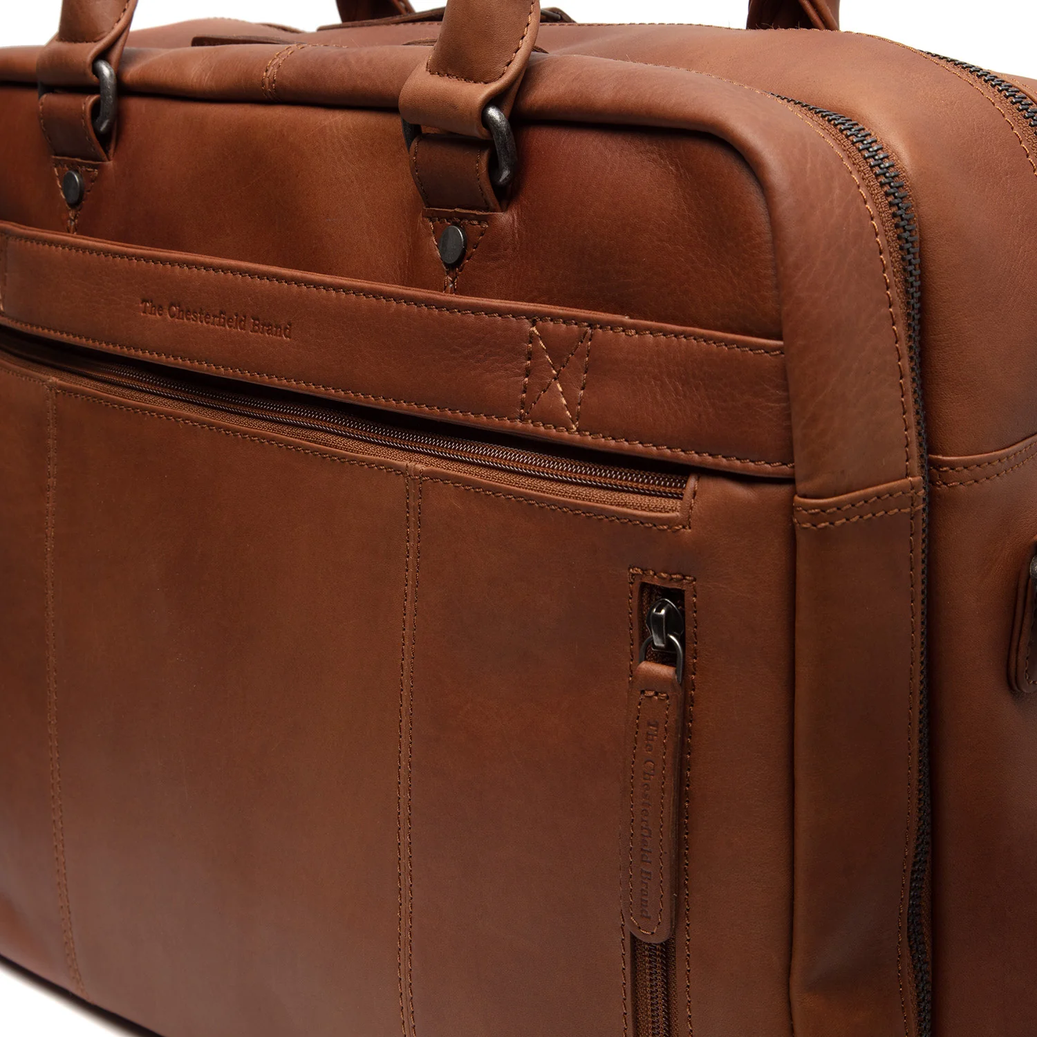 Leather Laptop Bag Cognac Boston - Image 4