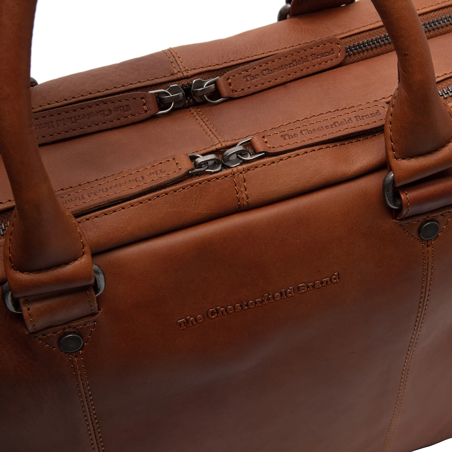 Leather Laptop Bag Cognac Boston - Image 6