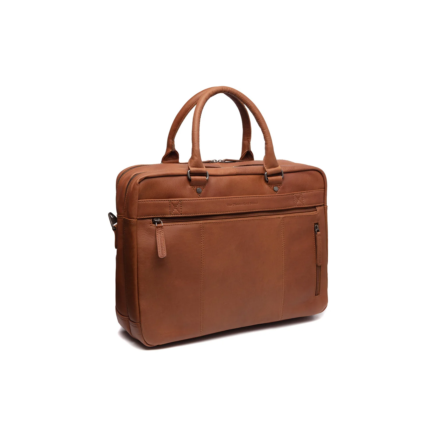 Leather Laptop Bag Cognac Boston - Image 7