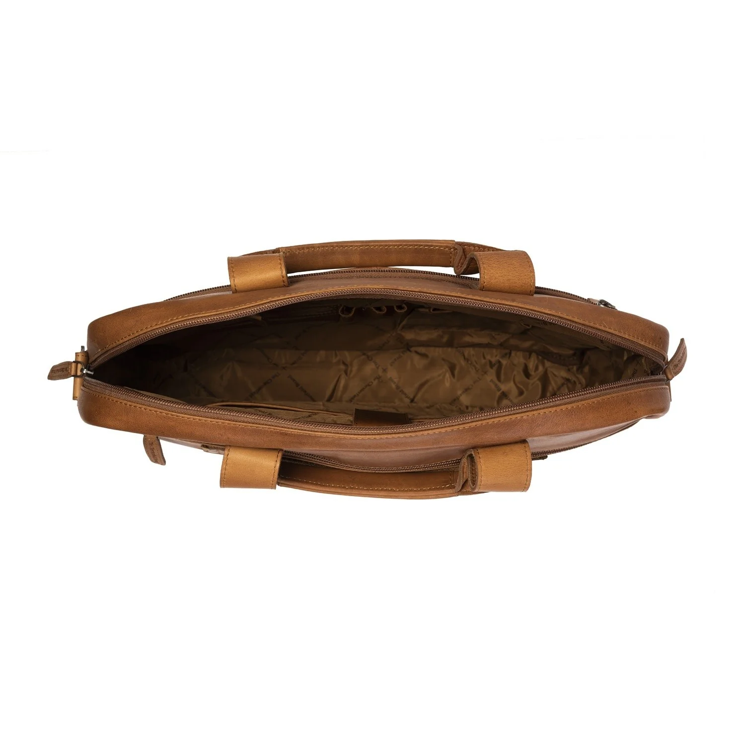 Leather Laptop Bag Cognac Calvi - Image 3