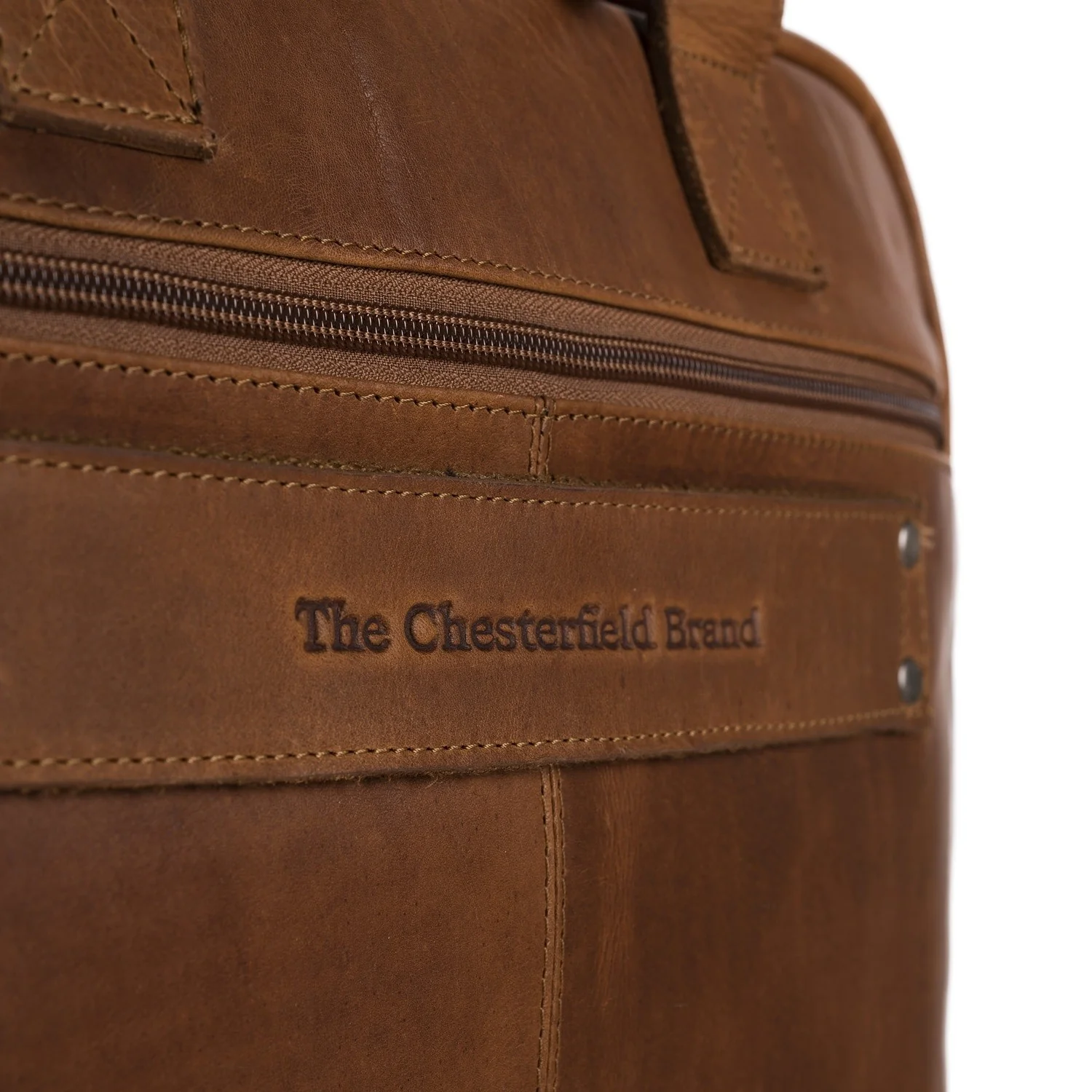 Leather Laptop Bag Cognac Calvi - Image 4