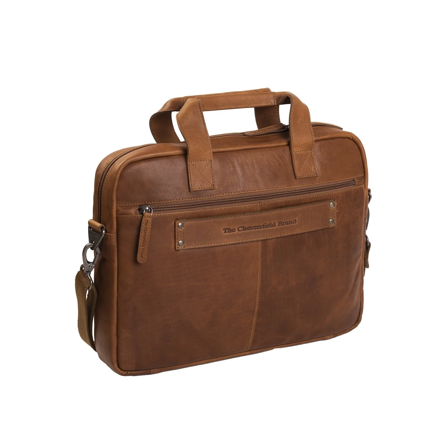 Leather Laptop Bag Cognac Calvi - Image 6