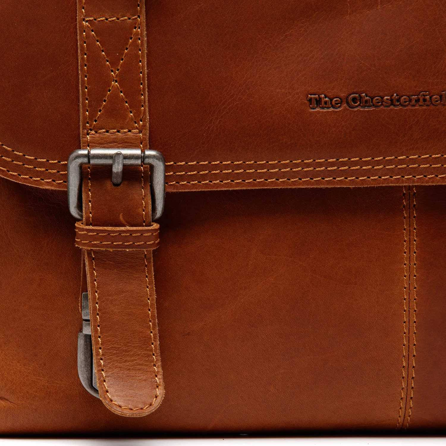 Leather Laptop Bag Cognac Veneto - Image 4