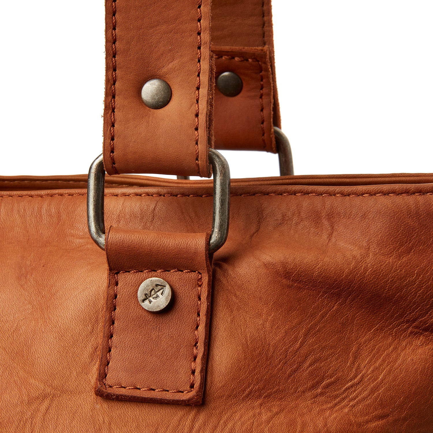 Leather Shopper Cognac Rome - Image 6