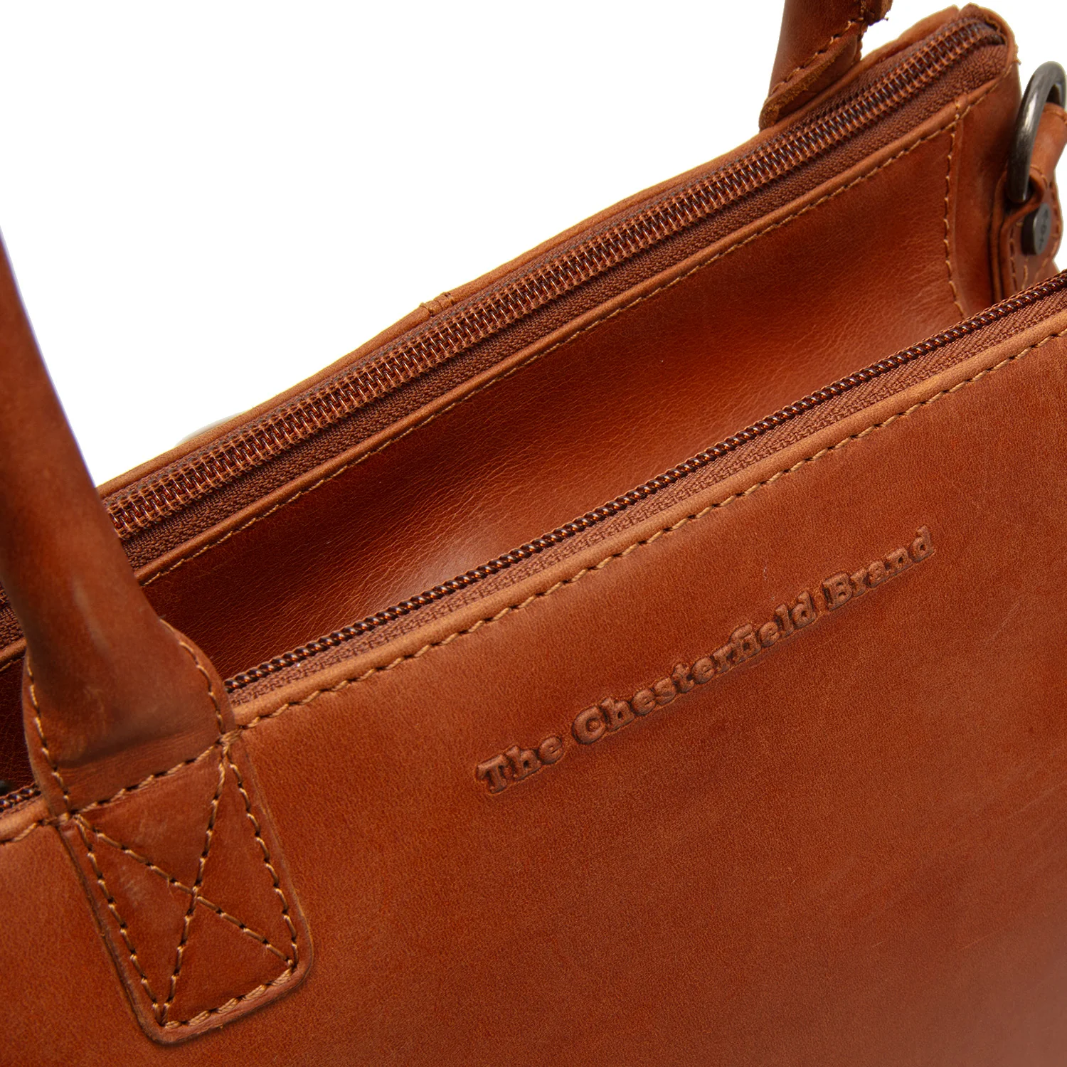 Leather Shoulder Bag Cognac Solvin - Image 4