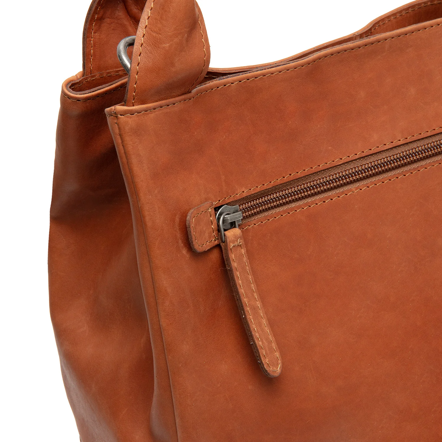 Leather Shoulder Bag Cognac Tenara - Image 3