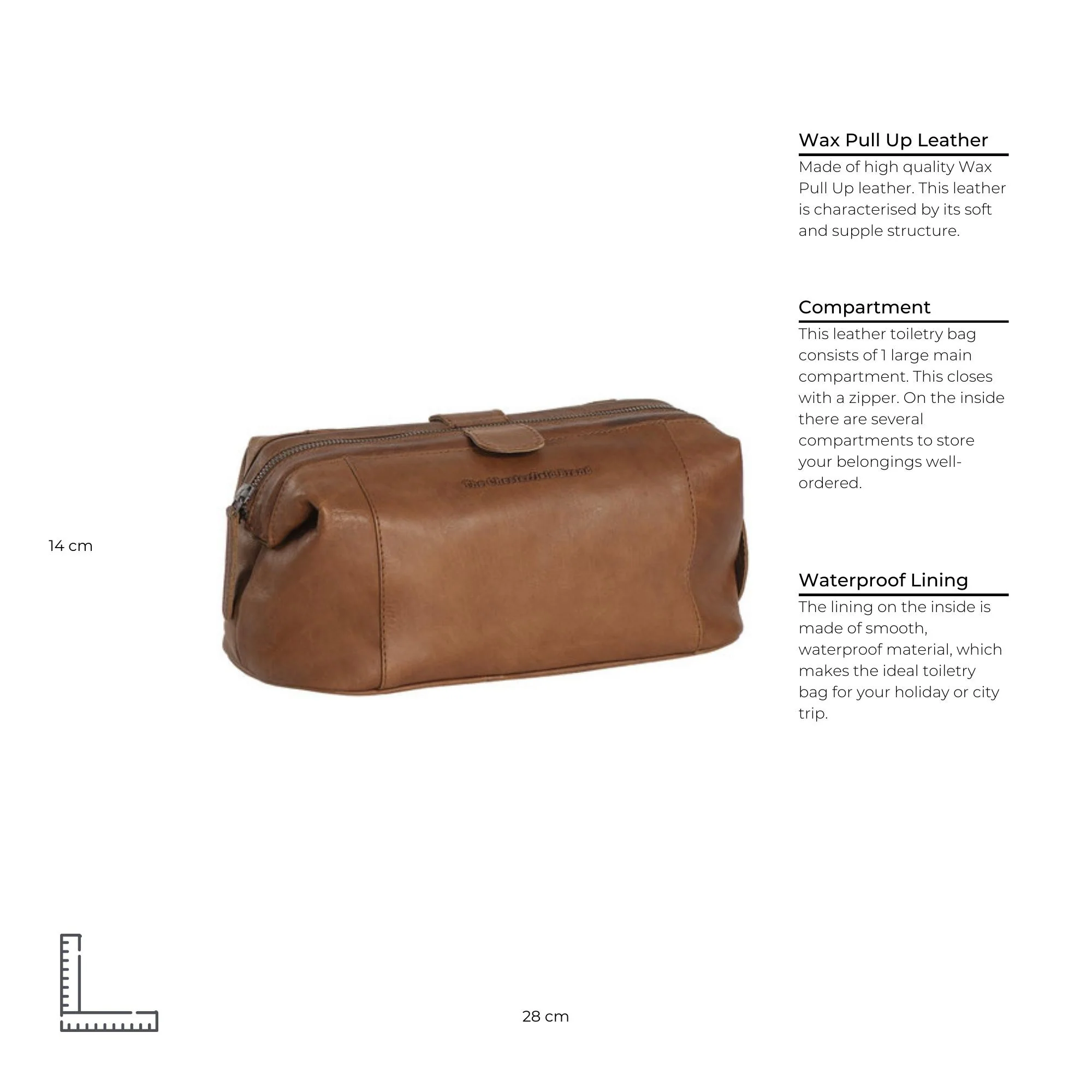 Leather Toiletry Bag Cognac Vince - Image 8