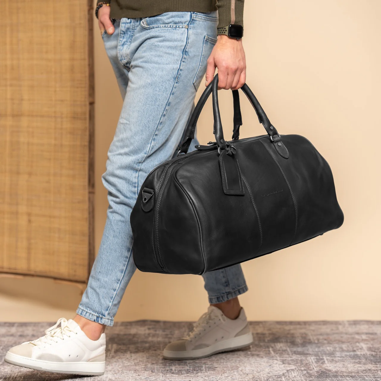 Leather Travel Bag Black William - Image 3