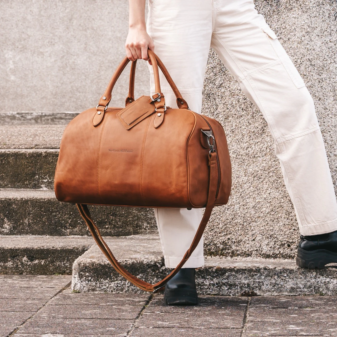 Leather Travel Bag Cognac Liam - Image 3