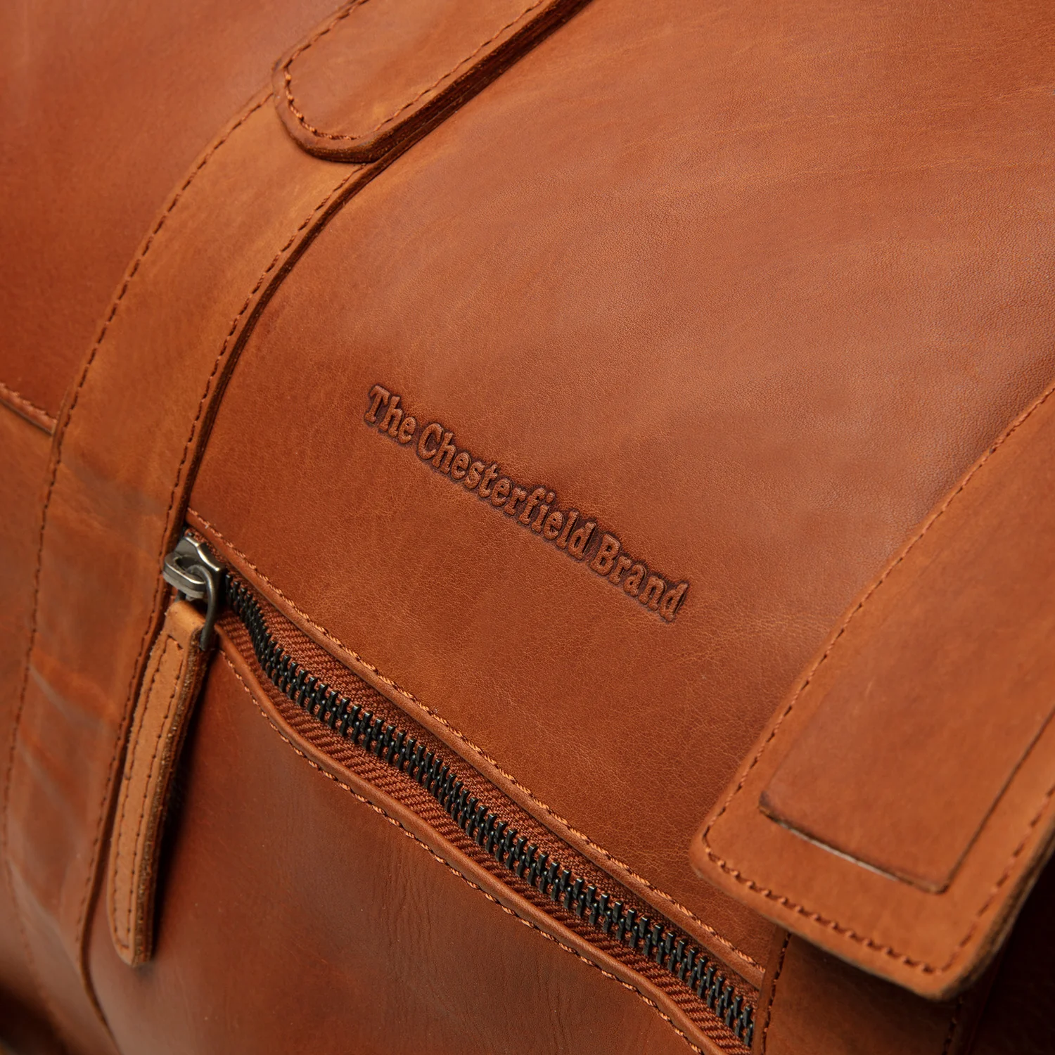 Leather Travel Bag Cognac Portsmouth - Image 3